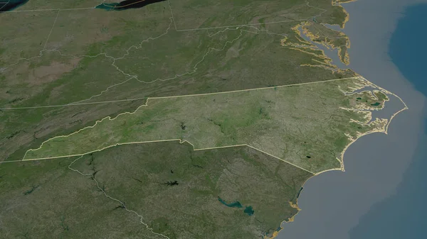 Powiększ Karolinę Północną Stan Stany Zjednoczone Perspektywa Ukośna Zdjęcia Satelitarne — Zdjęcie stockowe