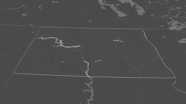 Közelíts Észak Dakotára Egyesült Államok Állam Kötelező Perspektíva Kétszintes Térkép — Stock Fotó