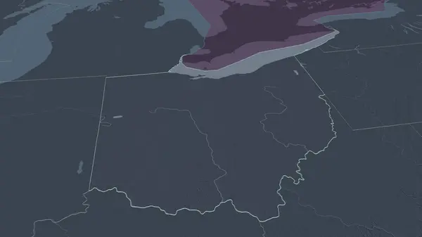 Zoom Ohio Estado Dos Estados Unidos Delineado Perspectiva Óbvia Mapa — Fotografia de Stock