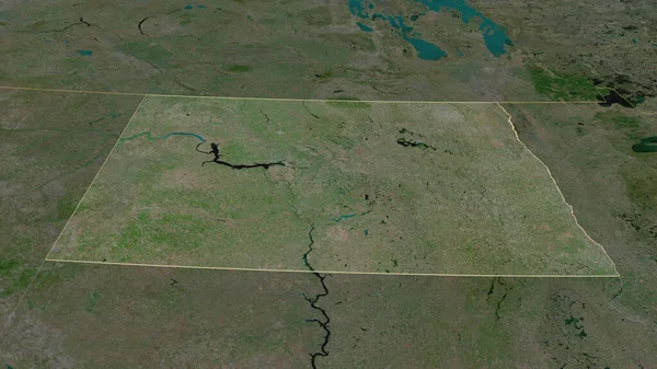 Zoom Sul North Dakota Stato Degli Stati Uniti Delineato Prospettiva — Foto Stock