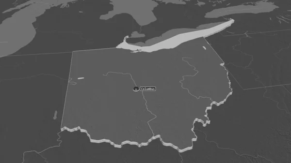 Inzoomen Ohio Staat Van Verenigde Staten Geëxtrudeerd Obliek Perspectief Hoogteverschil — Stockfoto