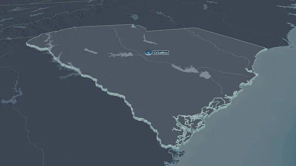 Zoom South Carolina Verenigde Staten Geëxtrudeerd Obliek Perspectief Gekleurde Hobbelige — Stockfoto