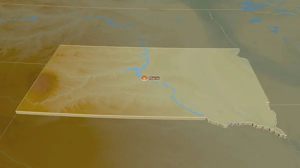 Zoom South Dakota Staat Van Verenigde Staten Geëxtrudeerd Obliek Perspectief — Stockfoto