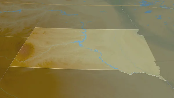 Збільшився Південній Дакоті Штат Сша Неймовірна Перспектива Карта Рельєфу Поверхневими — стокове фото