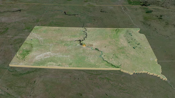 Zoom South Dakota Staat Van Verenigde Staten Geëxtrudeerd Obliek Perspectief — Stockfoto