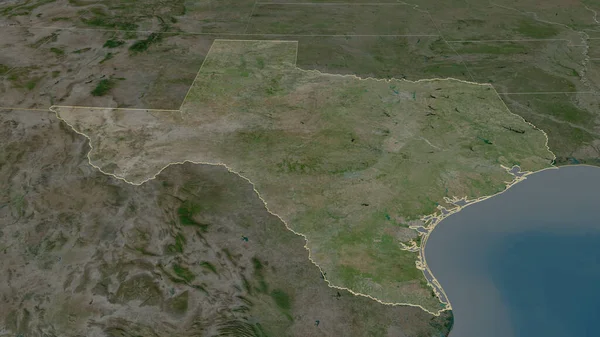 Zoom Texas Estado Dos Estados Unidos Delineado Perspectiva Óbvia Imagens — Fotografia de Stock