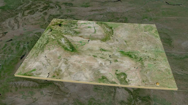 Zoom Wyoming Estado Dos Estados Unidos Extrudido Perspectiva Óbvia Imagens — Fotografia de Stock