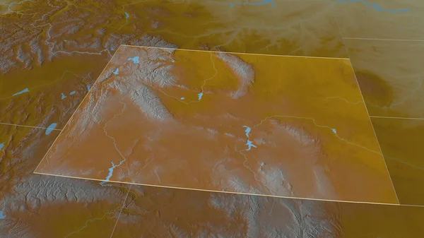 Ampliar Wyoming Estado Estados Unidos Esbozado Perspectiva Oblicua Mapa Topográfico — Foto de Stock