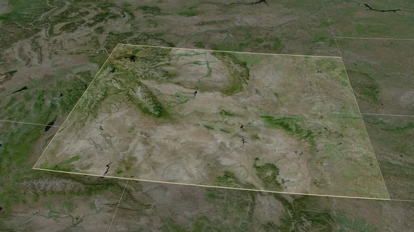 Közelíts Wyoming Egyesült Államok Állam Kötelező Perspektíva Műholdas Képek Renderelés — Stock Fotó