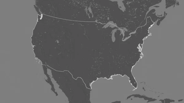 Forme Esquissée Région Des États Unis Carte Altitude Bilevel Avec — Photo