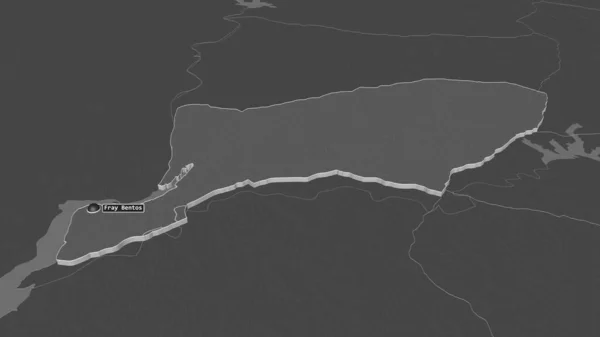 Zoom Rio Negro Departamento Uruguai Extrudido Perspectiva Óbvia Bilevel Mapa — Fotografia de Stock