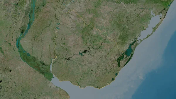 Outlined Shape Uruguay Area Satellite Imagery Rendering — Stock Photo, Image