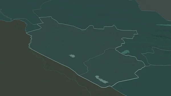 Zoom Bukhoro Regione Dell Uzbekistan Delineato Prospettiva Obliqua Mappa Colorata — Foto Stock