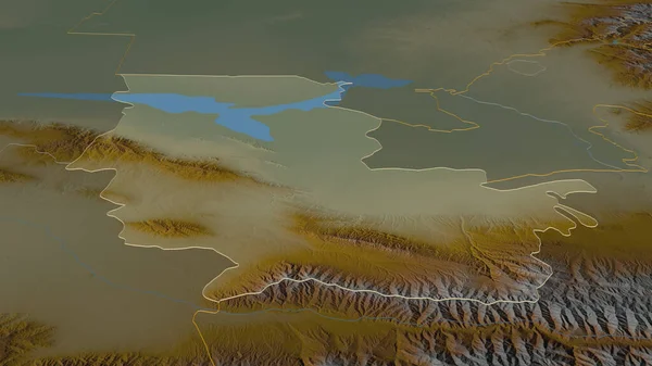 Přiblížit Jizzakh Region Uzbekistán Nastínil Úhlová Perspektiva Topografická Reliéfní Mapa — Stock fotografie