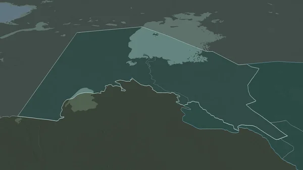 Powiększ Karakalpakstan Autonomiczny Region Uzbekistanu Perspektywa Ukośna Kolorowa Wyboista Mapa — Zdjęcie stockowe