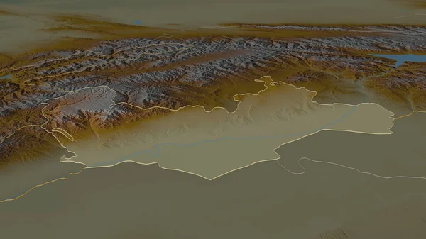ナマンガン ウズベキスタンの地域 でズームアウト 嘘の見方だ 地表水と地形救援マップ 3Dレンダリング — ストック写真