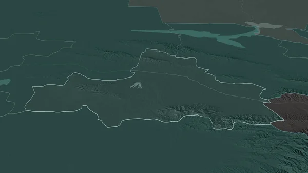 Zoom Samarcanda Regione Dell Uzbekistan Delineato Prospettiva Obliqua Mappa Colorata — Foto Stock