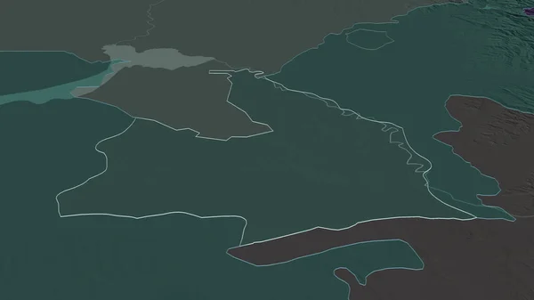 Zoom Sirdaryo Regione Dell Uzbekistan Delineato Prospettiva Obliqua Mappa Colorata — Foto Stock