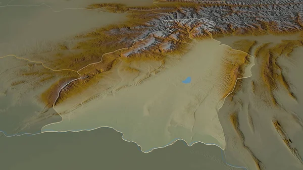 Zoom Surkhandarya Regione Dell Uzbekistan Delineato Prospettiva Obliqua Mappa Topografica — Foto Stock