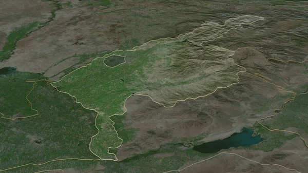 Zoom Tasjkent Regio Oezbekistan Geschetst Obliek Perspectief Satellietbeelden Weergave — Stockfoto