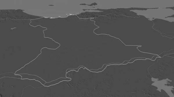 Zoom Auf Anzoategui Bundesstaat Venezuela Skizziert Schräge Perspektive Karte Der — Stockfoto