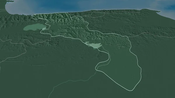 Ampliar Aragua Estado Venezuela Esbozado Perspectiva Oblicua Mapa Coloreado Tocado — Foto de Stock