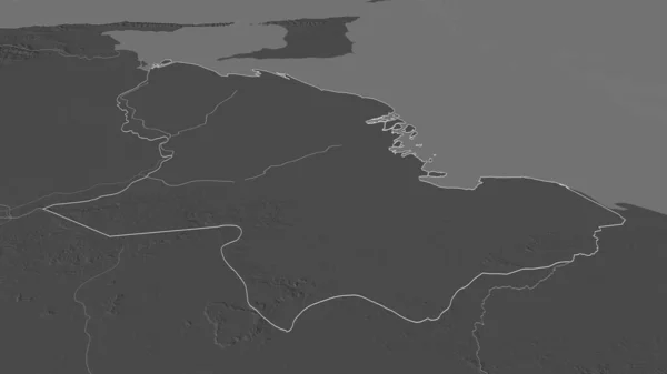 Ampliar Delta Amacuro Estado Venezuela Delineado Perspectiva Oblicua Mapa Elevación — Foto de Stock