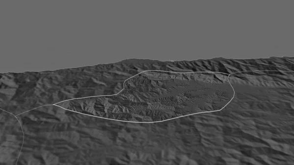 将重点放在Distrito Capital 委内瑞拉国 斜的角度 带地表水的双层高程图 3D渲染 — 图库照片