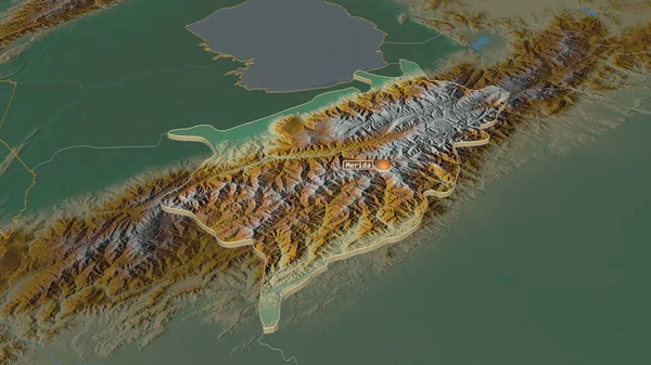 Zoom Auf Merida Bundesstaat Venezuela Schräge Perspektive Topographische Reliefkarte Mit — Stockfoto