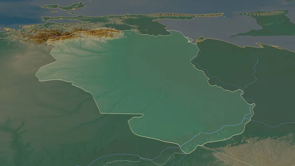 Ampliar Monagas Estado Venezuela Esbozado Perspectiva Oblicua Mapa Topográfico Relieve — Foto de Stock