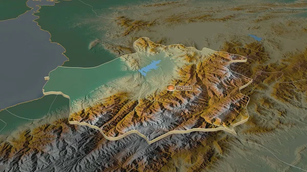 Powiększ Trujillo Stan Wenezuela Wytłaczane Perspektywa Ukośna Mapa Pomocy Topograficznej — Zdjęcie stockowe