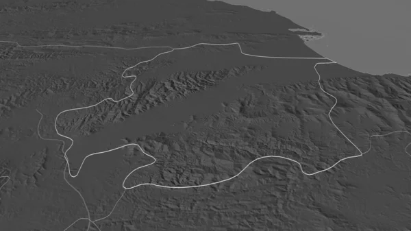 Zoom Yaracuy Stato Del Venezuela Delineato Prospettiva Obliqua Mappa Elevazione — Foto Stock