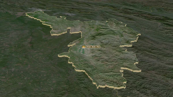 Zoom Ien Bien Província Vietnã Extrudido Perspectiva Óbvia Imagens Satélite — Fotografia de Stock