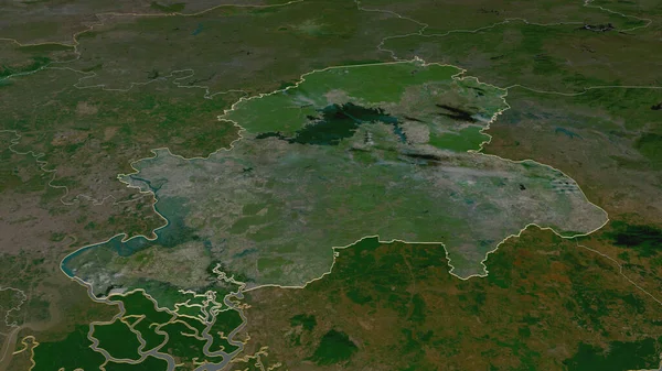 Zooma Ong Nai Provinsen Vietnam Beskrivs Svagt Perspektiv Satellitbilder Rendering — Stockfoto