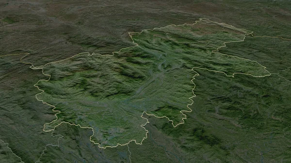 放大下乡 越南省 斜的角度 卫星图像 3D渲染 — 图库照片