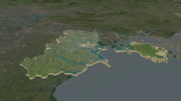 Zoom Auf Hai Phong Stadt Vietnam Extrudiert Schräge Perspektive Satellitenbilder — Stockfoto