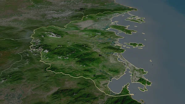 Zoom Auf Khanh Hoa Provinz Vietnam Umrissen Schräge Perspektive Satellitenbilder — Stockfoto