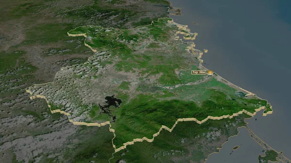 Zoom Auf Phu Yen Provinz Vietnam Schräge Perspektive Satellitenbilder Rendering — Stockfoto