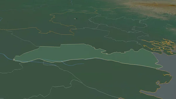 Увеличь Тяньцзян Провинция Вьетнам Непристойная Перспектива Карта Рельефа Поверхностными Водами — стоковое фото