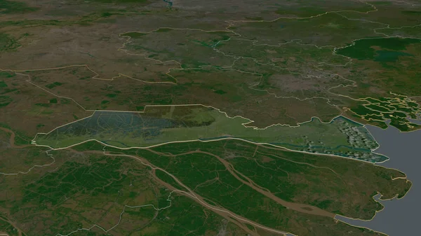 Увеличь Тяньцзян Провинция Вьетнам Непристойная Перспектива Спутниковые Снимки Рендеринг — стоковое фото