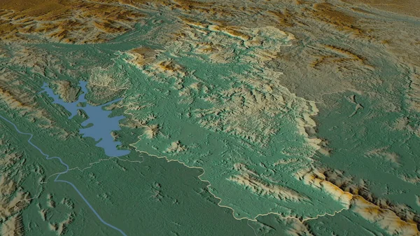 Tuyenクアンクアン ベトナムの省 にズームアウト概要 嘘の見方だ 地表水と地形救援マップ 3Dレンダリング — ストック写真