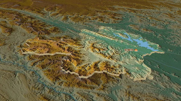円白にズーム ベトナムの省 嘘の見方だ 地表水と地形救援マップ 3Dレンダリング — ストック写真