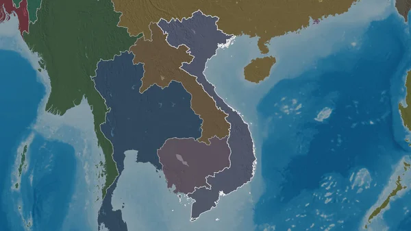 Forma Esboçada Área Vietnã Mapa Colorido Esburacado Divisão Administrativa Com — Fotografia de Stock
