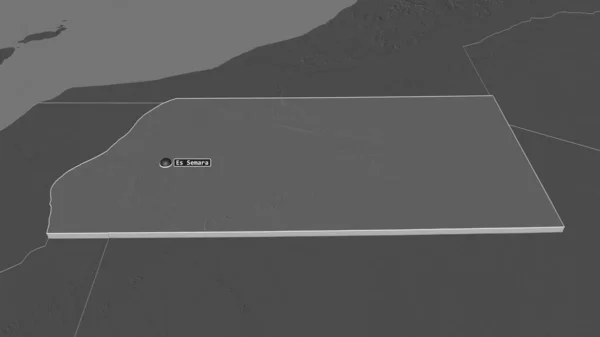 西サハラのEs Semaraのズームが押出 嘘の見方だ 地表水と二階の標高マップ 3Dレンダリング — ストック写真