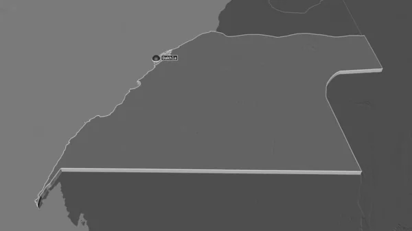 Zooma Oued Dahab Provinsen Västsahara Svagt Perspektiv Höjdkarta Över Tvånivå — Stockfoto