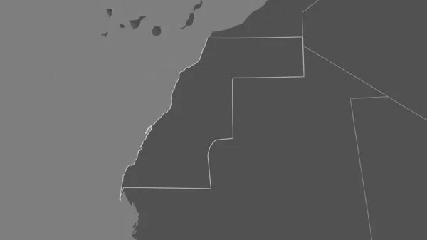 Forma Delineada Zona Del Sahara Occidental Mapa Elevación Bilevel Con — Foto de Stock