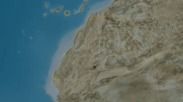 Nyugat Szaharai Térség Körvonalazott Alakja Műholdas Képek Renderelés — Stock Fotó