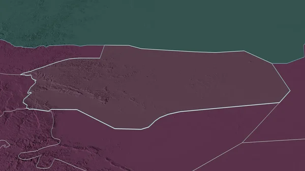Acérquese Jawf Provincia Yemen Esbozado Perspectiva Oblicua Mapa Coloreado Tocado — Foto de Stock