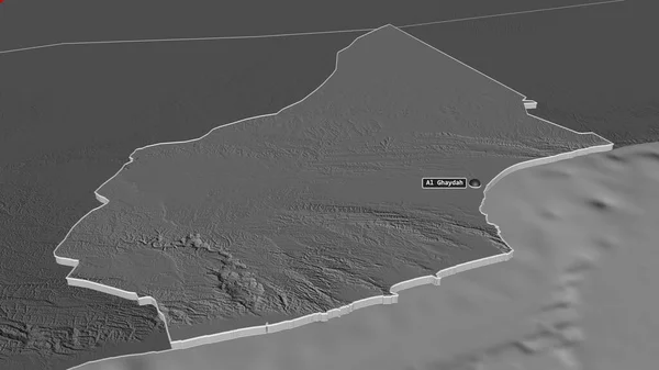 Ampliar Mahrah Provincia Yemen Extruido Perspectiva Oblicua Mapa Elevación Bilevel —  Fotos de Stock