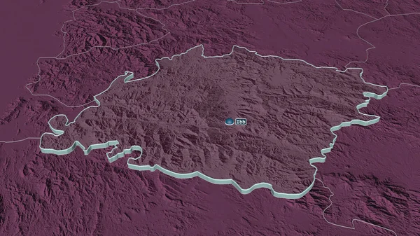 Ampliar Ibb Provincia Yemen Extruido Perspectiva Oblicua Mapa Coloreado Tocado — Foto de Stock